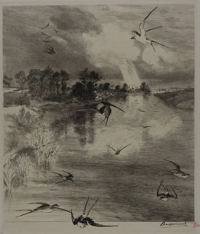 Swallows Wall Art by Félix Henri Bracquemond - High-Resolution Digital Print