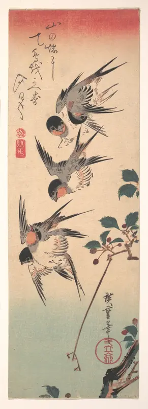Swallows and Budding Wild Cherry