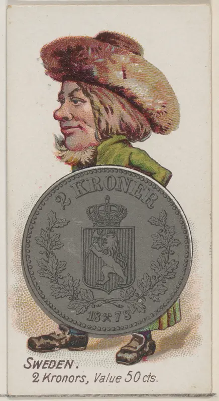 Sweden, 2 Kronors, from the series Coins of All Nations (N72, variation 1) for Duke brand cigarettes Wall Art by W. Duke, Sons & Co. - High-Resolution Digital Print