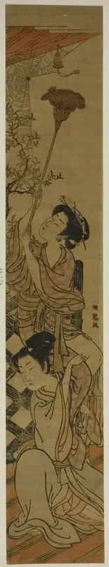 Sweeping a Cobweb Wall Art by Isoda Koryusai - High-Resolution Digital Print
