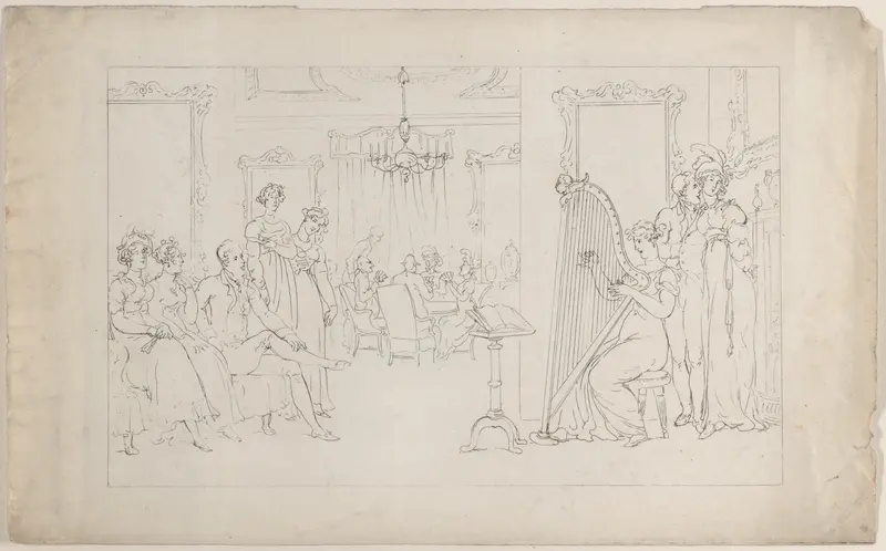 Sweet is the voice whose powers can move / And call the vagrant heart to love, from "The Dance of Life" Wall Art by Thomas Rowlandson - High-Resolution Digital Print