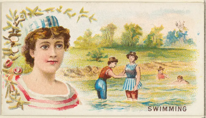 Swimming, from the Games and Sports series (N165) for Old Judge Cigarettes Wall Art by Goodwin & Company - High-Resolution Digital Print