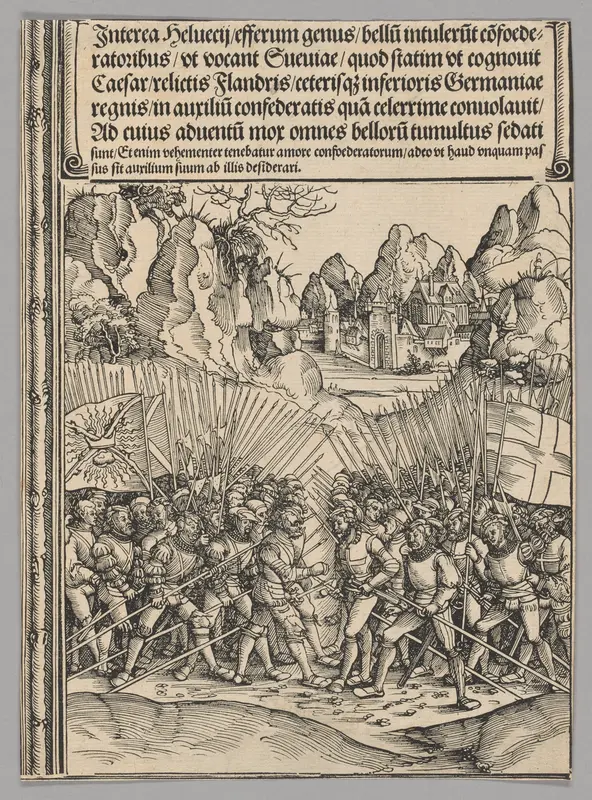 Swiss War, plate 16 from Historical Scenes from the Life of Emperor Maximilian I from the Triumphal Arch Wall Art by Wolf Traut - High-Resolution Digital Print