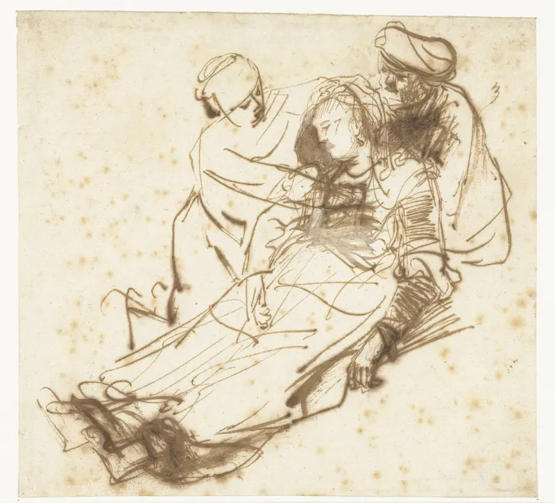 Swooning Woman Supported by Two Figures Wall Art by Ferdinand Bol - High-Resolution Digital Print