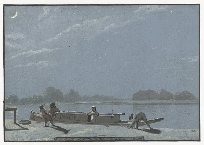 ‘t Aankomen der weesper schuit aan de Buiten Amstel’ Wall Art by Christiaan Andriessen - High-Resolution Digital Print