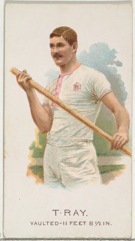 T. Ray, Pole Vaulter, from World's Champions, Series 2 (N29) for Allen & Ginter Cigarettes Wall Art by Allen & Ginter - High-Resolution Digital Print