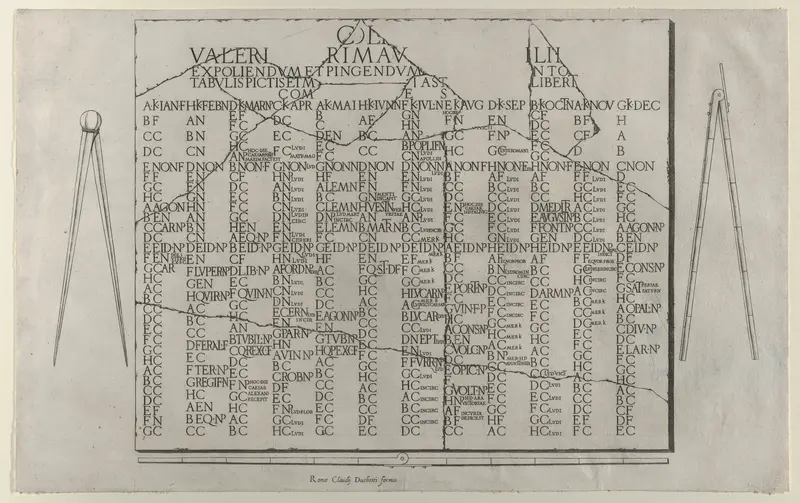 Tablet with Calendar from the Farnese Palace, from "Speculum Romanae Magnificentiae" Wall Art by Anonymous - High-Resolution Digital Print