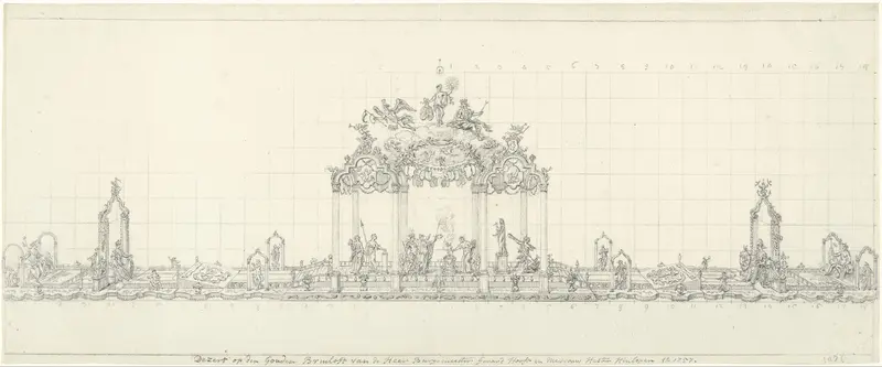 Tafelversiering bij de gouden bruiloft van burgermeester Gerrit Hooft, 1757 Wall Art by Unknown - High-Resolution Digital Print