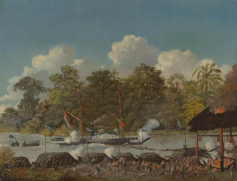 Tafereel uit de 'Kongsi-oorlogen', West-Kalimantan 1853 Wall Art by Frederik Lambertus Geerling - High-Resolution Digital Print