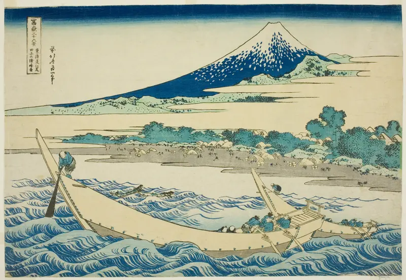 Tago Bay near Ejiri on the Tokaido (Tokaido Ejiri Tagonoura ryakuzu), from the series "Thirty-six Views of Mount Fuji (Fugaku sanjurokkei)"