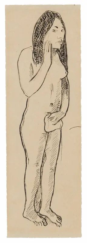 Tahitian Eve (related to the painting Parau ne te varua ino) (recto); Fragment of Inscription (related to Cahier pour Aline) (verso)