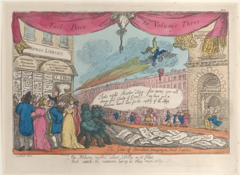 Tail Piece to Volume Three: The Genii of Caricature Bringing in Fresh Supplies Wall Art by Thomas Rowlandson - High-Resolution Digital Print