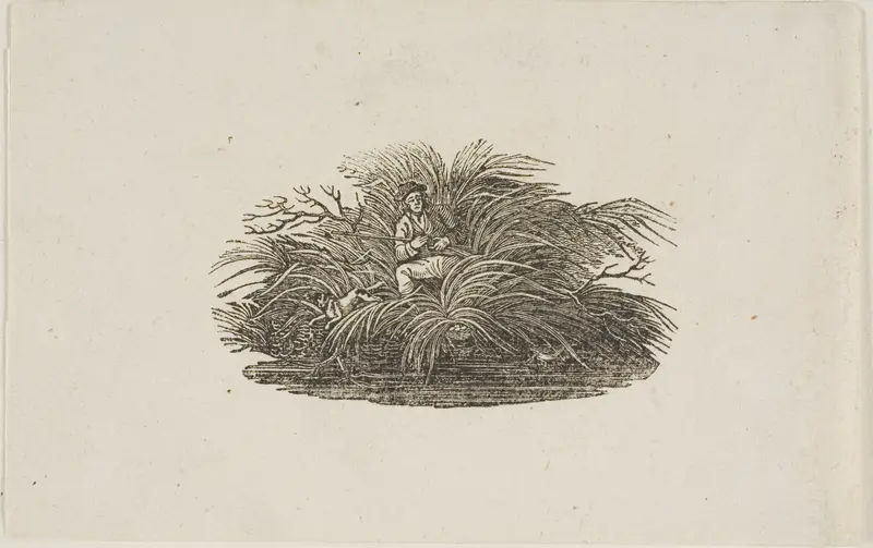Tailpiece: Man in Bush Wall Art by Thomas Bewick - High-Resolution Digital Print