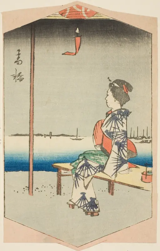 Takanawa, section of a sheet from the series "Cutout Pictures of Famous Places in Edo (Edo meisho harimaze zue)" Wall Art by Utagawa Hiroshige - High-Resolution Digital Print