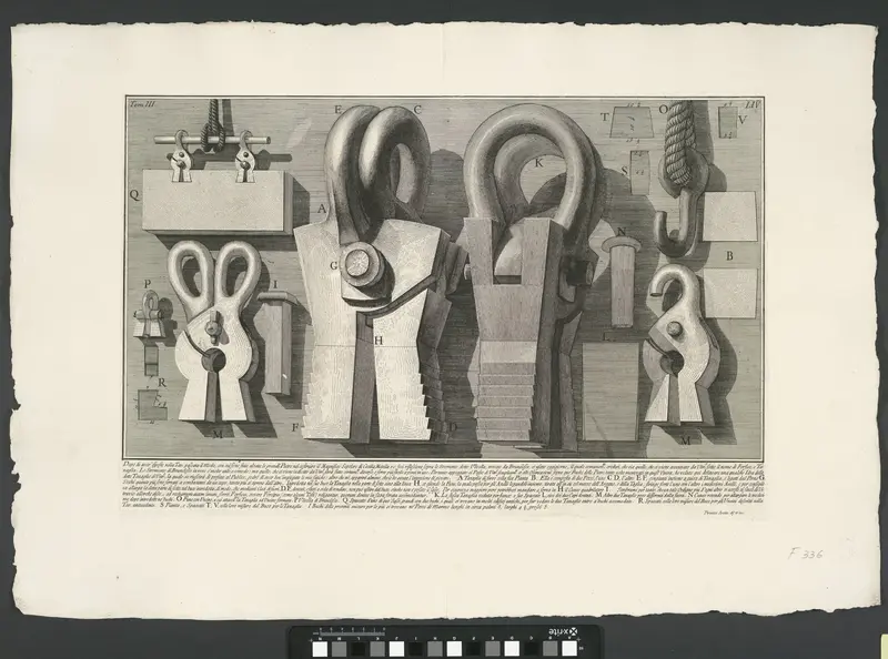 Takelgereedschap gebruikt bij de bouw van de Tombe van Caecilia Metella te Rome Wall Art by Unknown - High-Resolution Digital Print