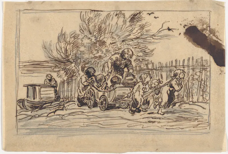 Taking Over the Cart or Children with the Cart Wall Art by Charles-François Daubigny - High-Resolution Digital Print
