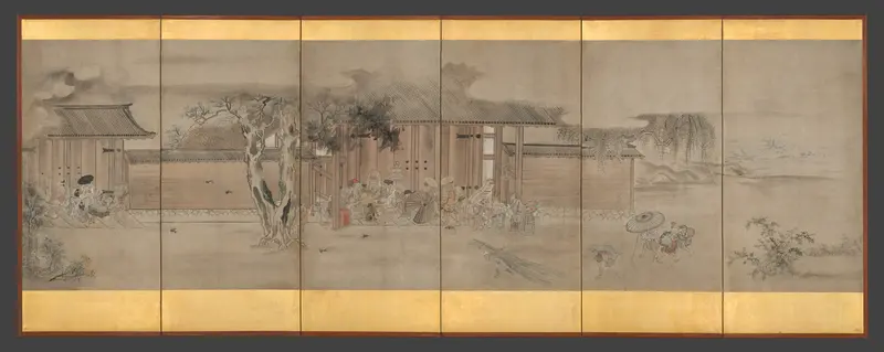 Taking Shelter from the Rain Wall Art by Hanabusa Itchō - High-Resolution Digital Print