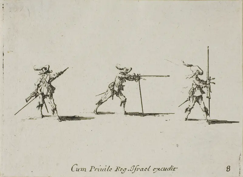Taking the Firing Position with the Musket, plate eight from The Military Exercises