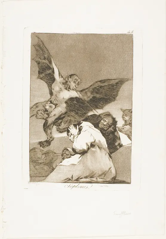 Tale-Bearers - Blasts of Wind, plate 48 from Los Caprichos