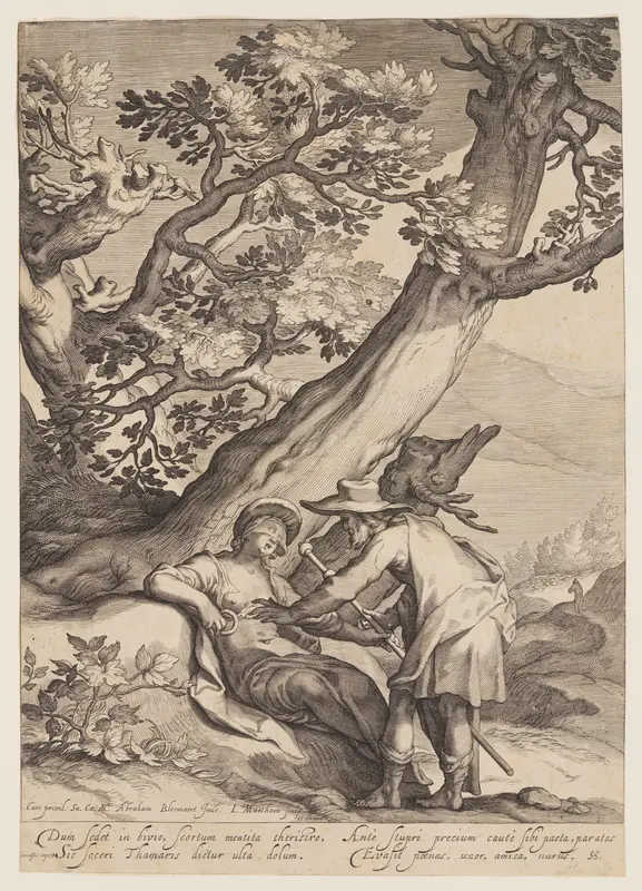 Tamar Receiving a Ring and Staff from Judah Wall Art by Jacob Matham - High-Resolution Digital Print