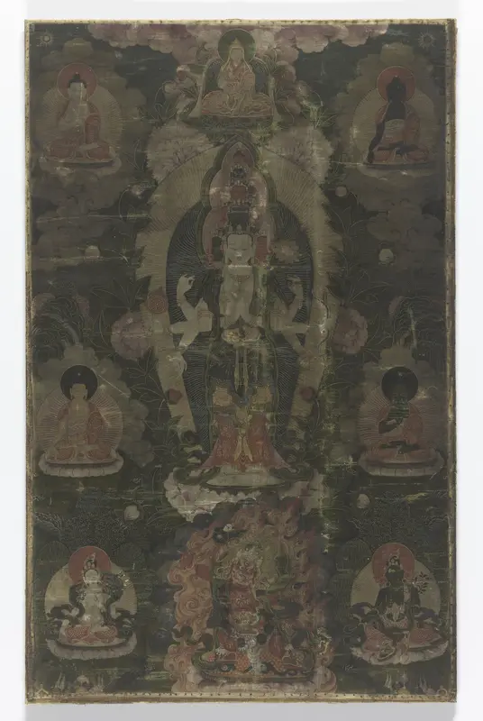 Tangka met een voorstelling van de Elfhoofdige Avalokiteshvara. Wall Art by anonymous - High-Resolution Digital Print