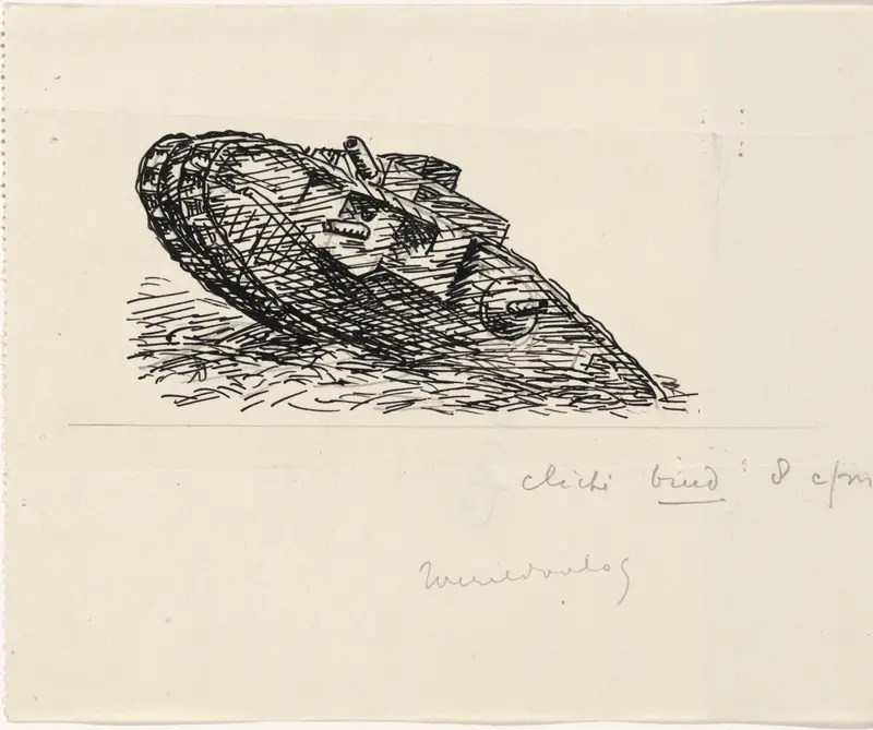 Tank rijdt een heuvel op Wall Art by Leo Gestel - High-Resolution Digital Print
