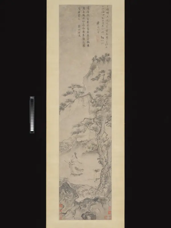 Tao Yuanming enjoying chrysanthemums Wall Art by Du Jin - High-Resolution Digital Print