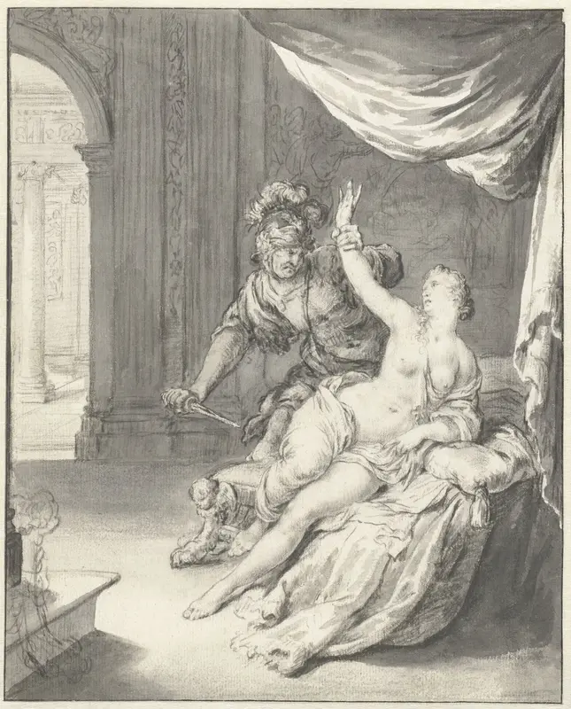 Tarquinius bedreigt Lucretia Wall Art by Willem van Mieris - High-Resolution Digital Print