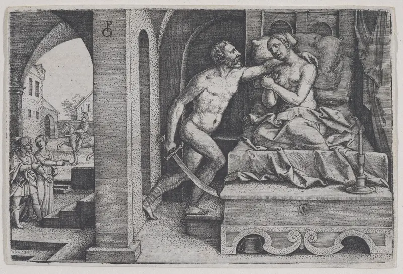 Tarquinius Rapes Lucretia, from Scenes from Roman History Wall Art by Georg Pencz - High-Resolution Digital Print