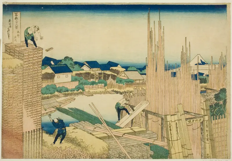 Tatekawa at Honjo (Honjo Tatekawa), from the series "Thirty-six Views of Mount Fuji (Fugaku sanjurokkei)"