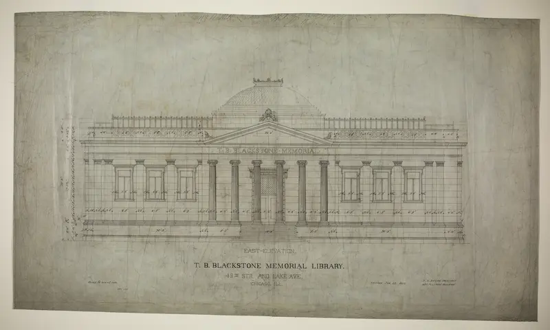 T.B. Blackstone Memorial Library, Chicago, Illinois, East Elevation Wall Art by Solon Spencer Beman - High-Resolution Digital Print