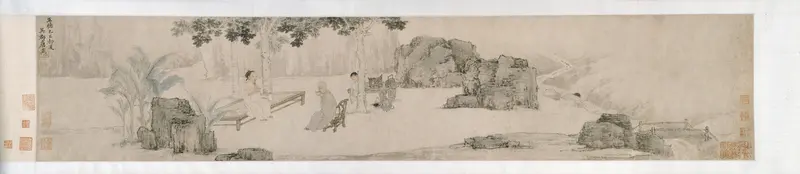 Tea Drinking Under the Wutong Tree Wall Art by Tang Yin - High-Resolution Digital Print