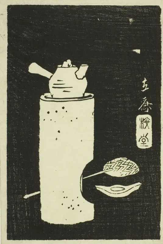 Tea Kettle, section of a sheet from the series "Mirror of Stone Rubbings of Views of the Provinces" (Kohon meihitsu ishizuri kagami) Wall Art by Utagawa Hiroshige - High-Resolution Digital Print
