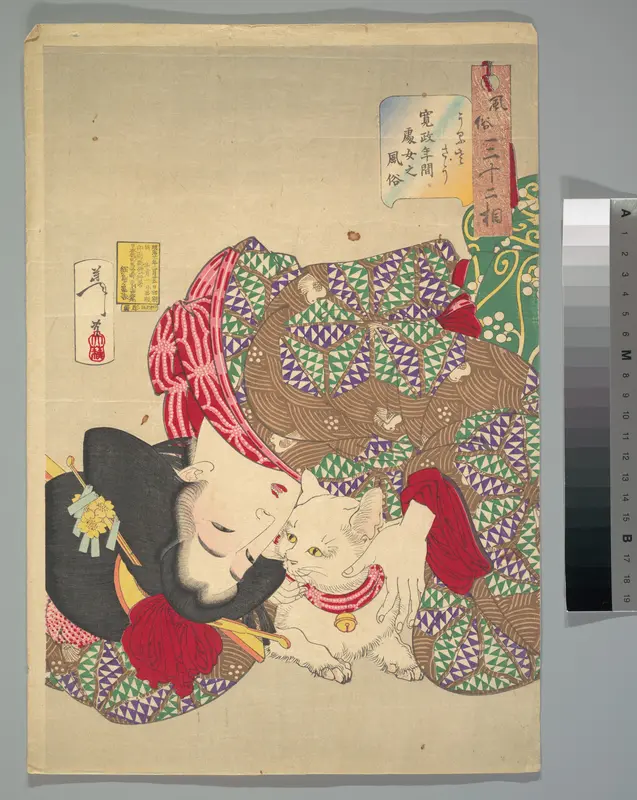 Teasing the Cat Wall Art by Tsukioka Yoshitoshi - High-Resolution Digital Print