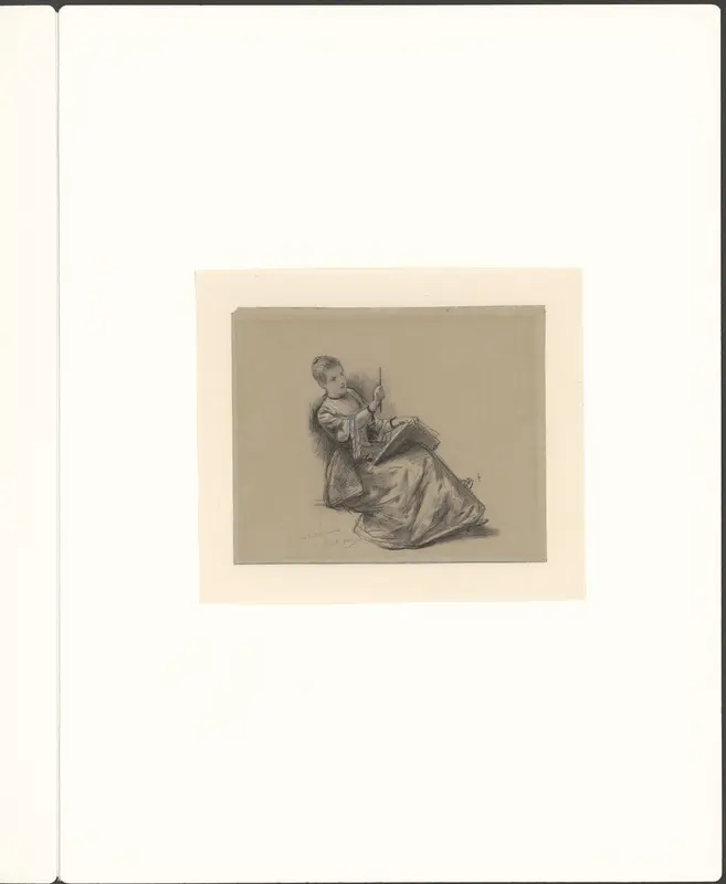 Tekenende vrouw Wall Art by Unknown - High-Resolution Digital Print