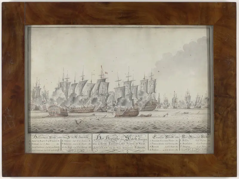 Tekening van de Slag bij Doggersbank, 5 augustus 1781 Wall Art by Unknown - High-Resolution Digital Print