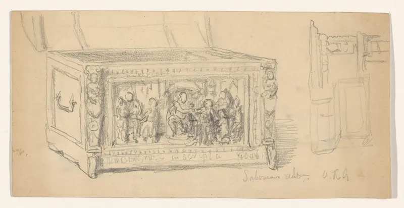 Tekening van een openstaande lakenkist Wall Art by Jacob Taanman - High-Resolution Digital Print