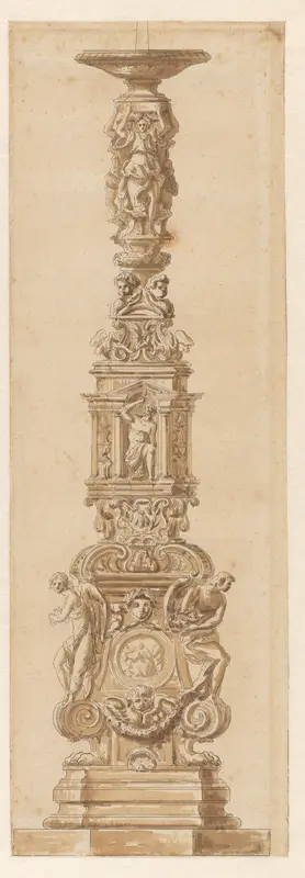 Tekening van een zilveren kandelaar Wall Art by unknown - High-Resolution Digital Print