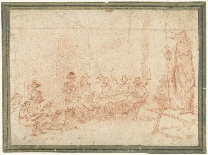 Tekenschool waar naar bekleed model wordt getekend Wall Art by Bernardino Poccetti - High-Resolution Digital Print