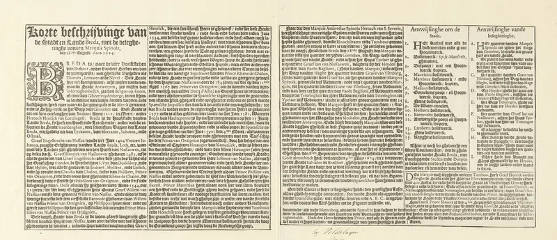 Tekstblad bij een kaart van het beleg van Breda, 1624 Wall Art by anonymous - High-Resolution Digital Print