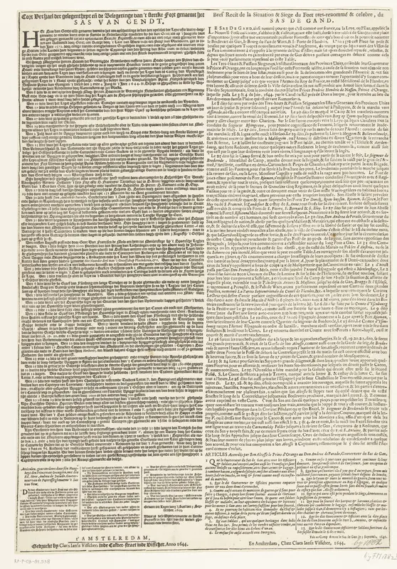 Tekstblad bij een latere uitgave van de kaart van het beleg van Sas-van-Gent, 1644 Wall Art by Unknown - High-Resolution Digital Print