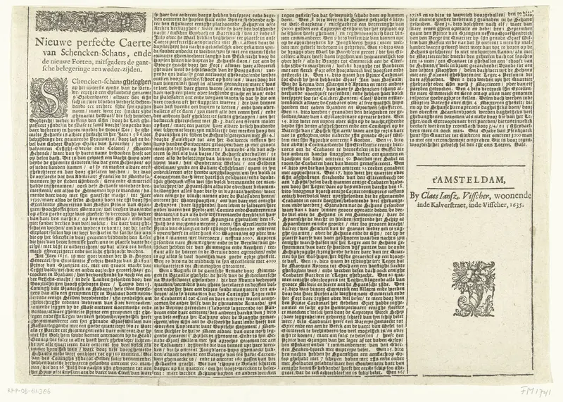 Tekstblad gebruikt bij de kaart van Schenckenschans belegerd door Frederik Hendrik, 1635 Wall Art by Unknown - High-Resolution Digital Print