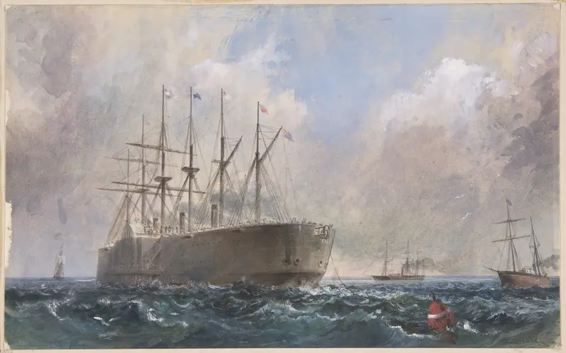 Telegraph Cable Fleet at Sea, 1865 Wall Art by Robert Charles Dudley - High-Resolution Digital Print