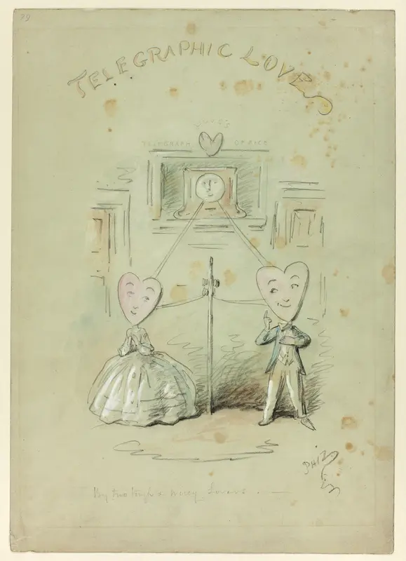 Telegraphic Love Wall Art by Hablot Knight Browne - High-Resolution Digital Print
