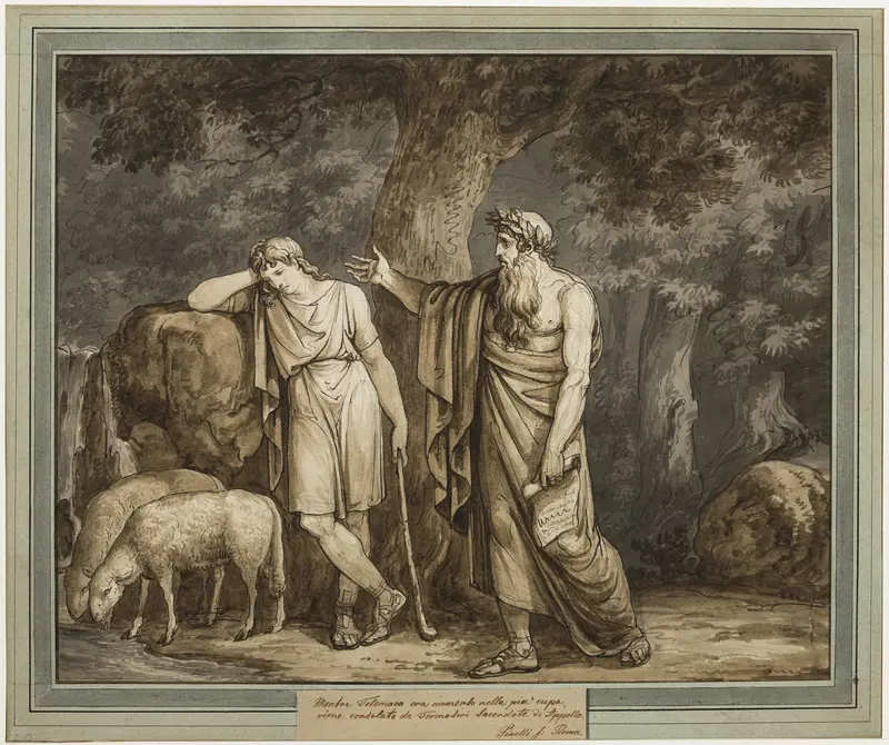 Telemachus is Consoled by Termosiris, Priest of Apollo, from The Adventures of Telemachus, Book 2 Wall Art by Bartolomeo Pinelli - High-Resolution Digital Print