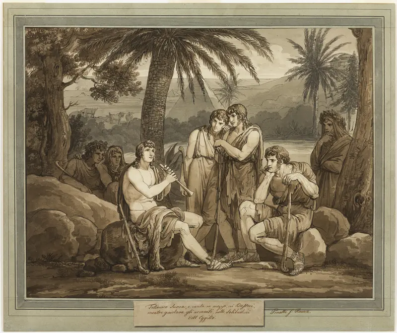 Telemachus Plays and Sings to the Shepherds in Egypt, from The Adventures of Telemachus, Book 2 Wall Art by Bartolomeo Pinelli - High-Resolution Digital Print