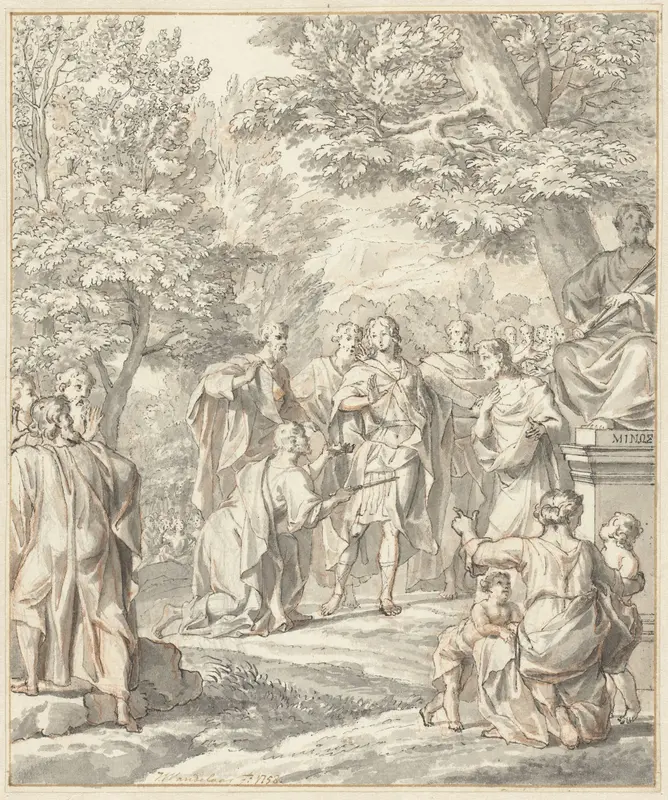 Telemachus weigert de kroon en scepter der Kretenzers Wall Art by Unknown - High-Resolution Digital Print