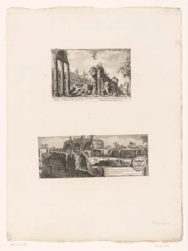 Tempel van Castor en Pollux en Basilica van Maxentius te Rome Wall Art by Unknown - High-Resolution Digital Print