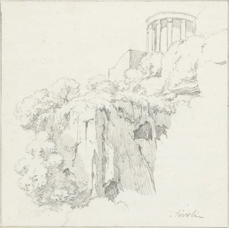 Tempel van de Sibylle in Tivoli, van onderen gezien Wall Art by Hendrik Voogd - High-Resolution Digital Print