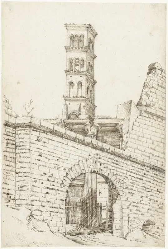 Tempel van Mars Ultor en de Pantaniboog in het Forum van Augustus en de toren van San Basilio Wall Art by Unknown - High-Resolution Digital Print